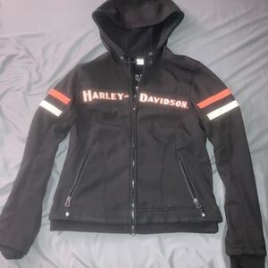 Harley-Davidson Black Jacket with Orange and White Stripes